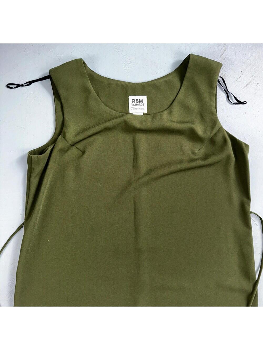 R&M Richards Karen Kwong Womens Maxi Dress Size 14 Green Simple Sleeveless VTG - Picture 5 of 11